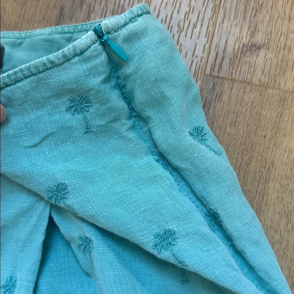Tommy Bahama Aqua 100% Linen Embroidered Palm Tree Skort Size 6 - Picture 4 of 8